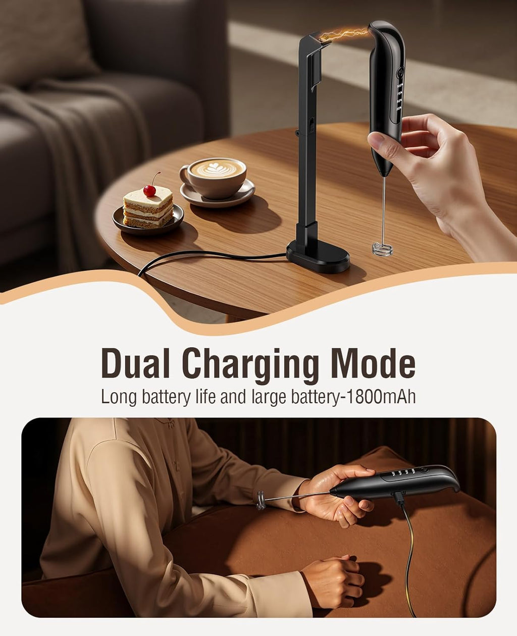 Electric Milk Frother Handheld (3-in-1)**