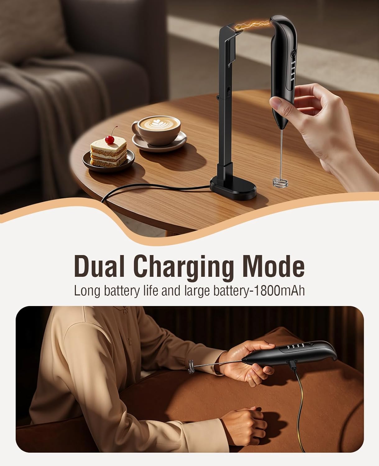 Electric Milk Frother Handheld (3-in-1)**