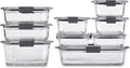 Rubbermaid Brilliance Glass Food Storage Containers, Assorted Sizes, Set of 9, BPA-Free, Leak-Proof, Clear