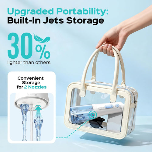 COSLUS C51 Portable Water Flosser for Teeth: 3 Modes & 6 Pressure Settings with Jet Mode Water Dental Pick for Orthodontic, Braces, Sensitive Gums, Compact for Travel, 300ML for Multiple Users, White
