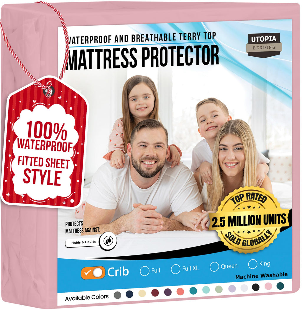 Full Size Mattress Protector Waterproof, Premium 200 GSM Terry Mattress Cover, Soft & Breathable Bed Cover, Fitted Sheet Style Stretchable Deep Pockets 15" by Utopia Bedding (White)