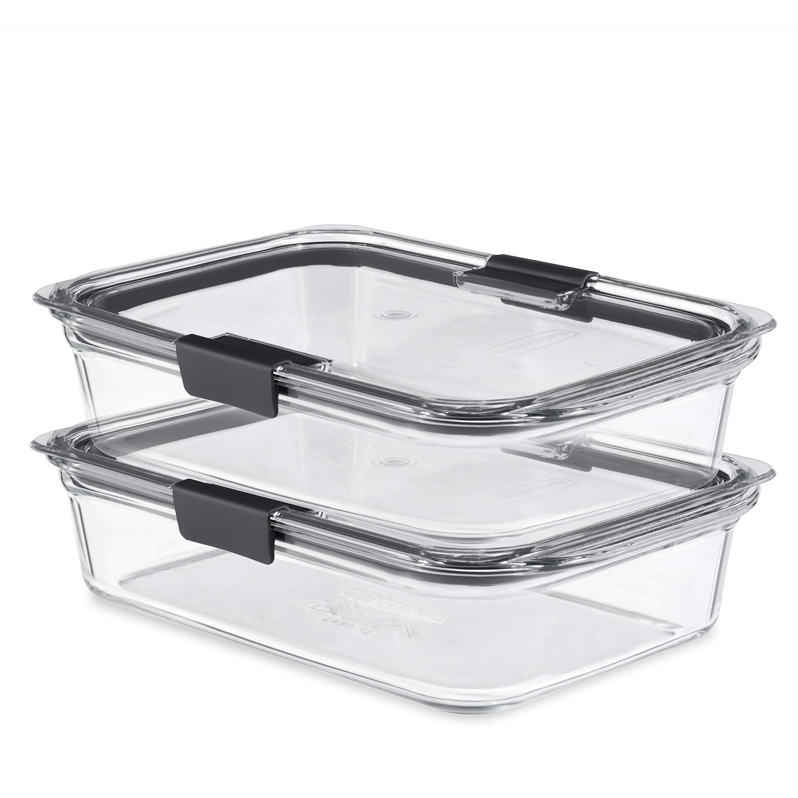 Rubbermaid Brilliance Glass Food Storage Containers, Assorted Sizes, Set of 9, BPA-Free, Leak-Proof, Clear