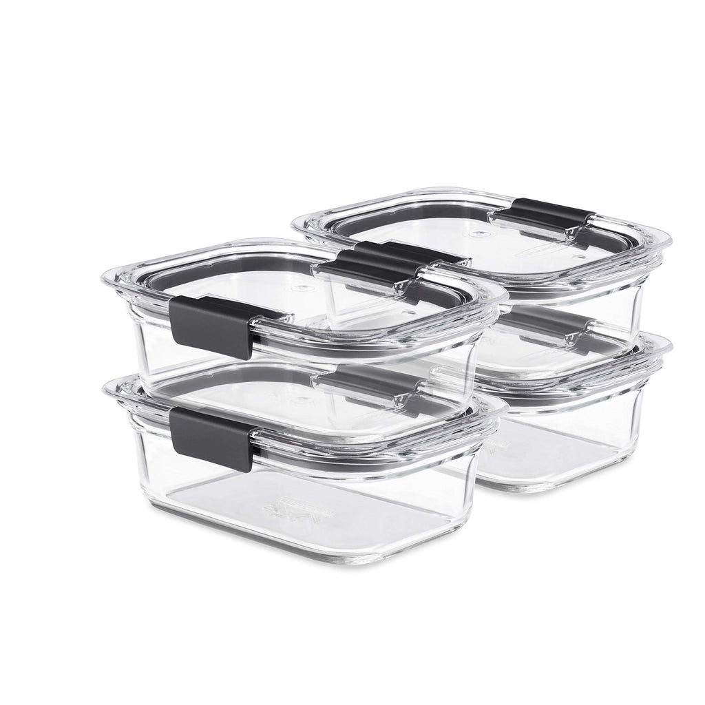 Rubbermaid Brilliance Glass Food Storage Containers, Assorted Sizes, Set of 9, BPA-Free, Leak-Proof, Clear