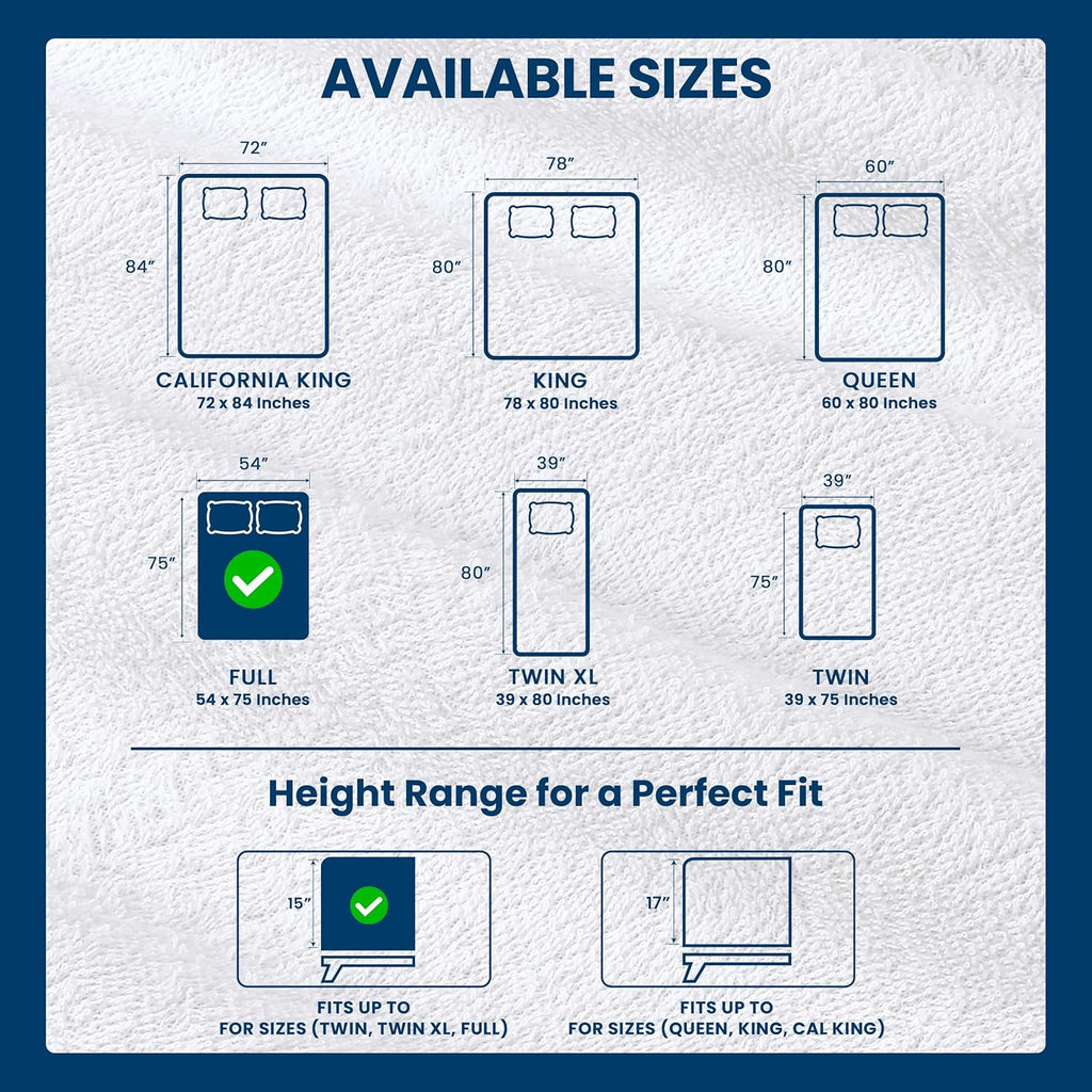 Full Size Mattress Protector Waterproof, Premium 200 GSM Terry Mattress Cover, Soft & Breathable Bed Cover, Fitted Sheet Style Stretchable Deep Pockets 15" by Utopia Bedding (White)