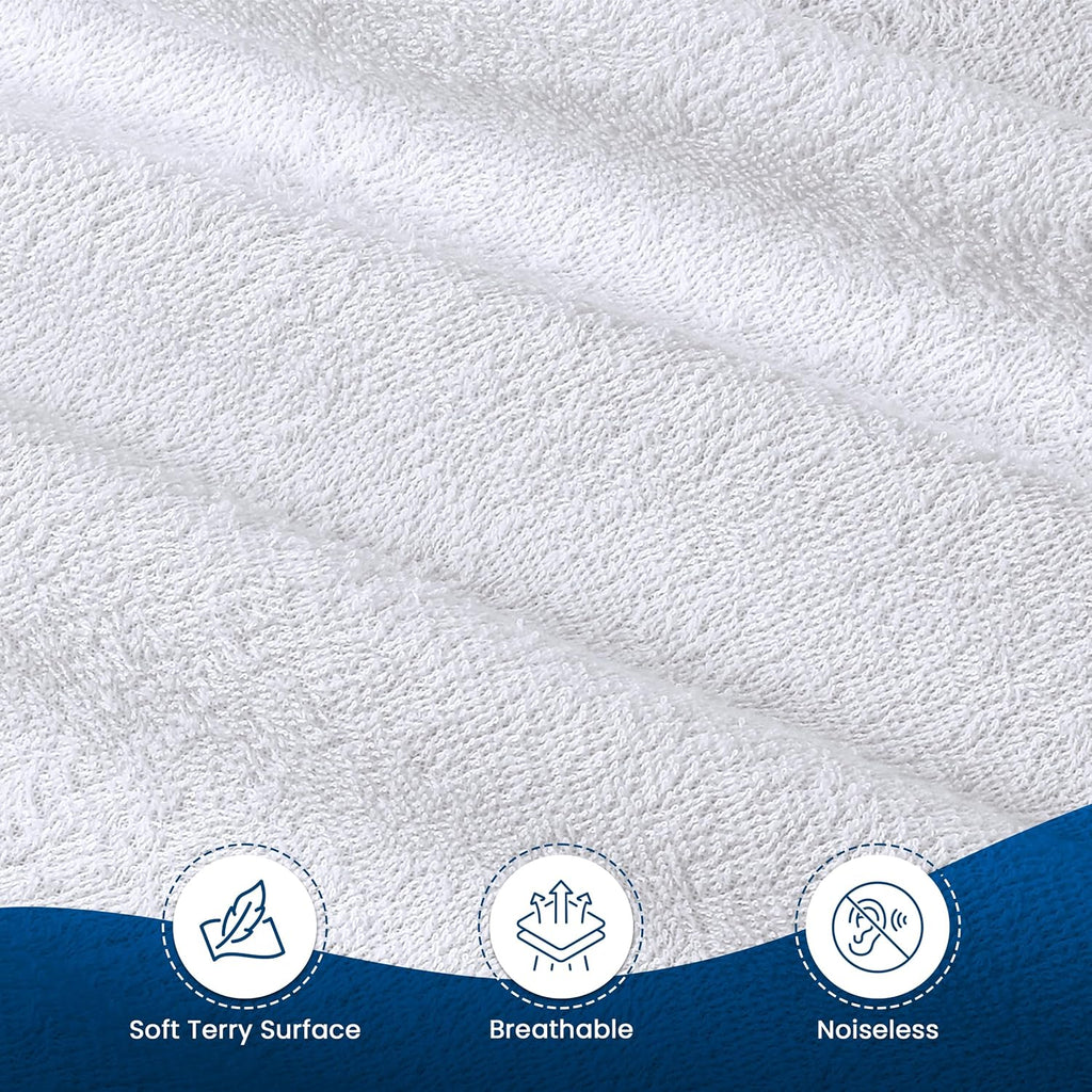 Full Size Mattress Protector Waterproof, Premium 200 GSM Terry Mattress Cover, Soft & Breathable Bed Cover, Fitted Sheet Style Stretchable Deep Pockets 15" by Utopia Bedding (White)